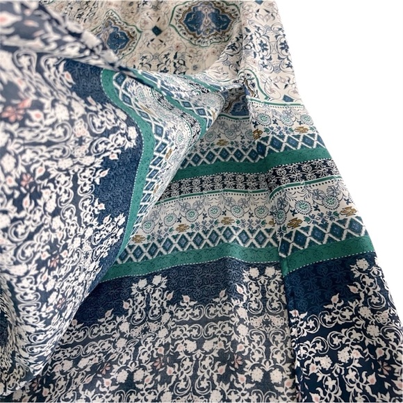 Skies Are Blue Boho Maxi Dress, Lined White Empire Waist Floral Dress, Small - Picture 3 of 9